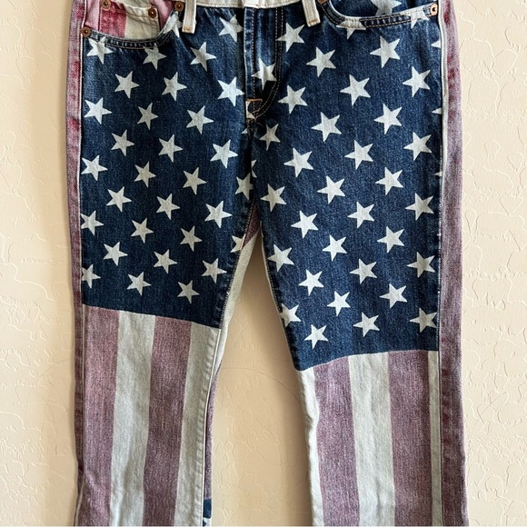 Vintage Y2K Lucky Brand American Flag Print Denim Low Rise Jean - Picture 6 of 8